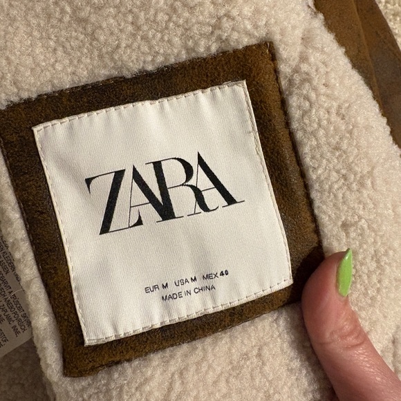 ZARA MEN BROWN FAUX LEATHER CONTRAST DOUBLE COLLAR JACKET 0706/205 M - Picture 3 of 5